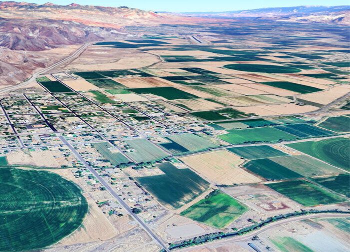 Aerial view of Elsinore and the Sevier Valley, where InfoWest crews built fiber