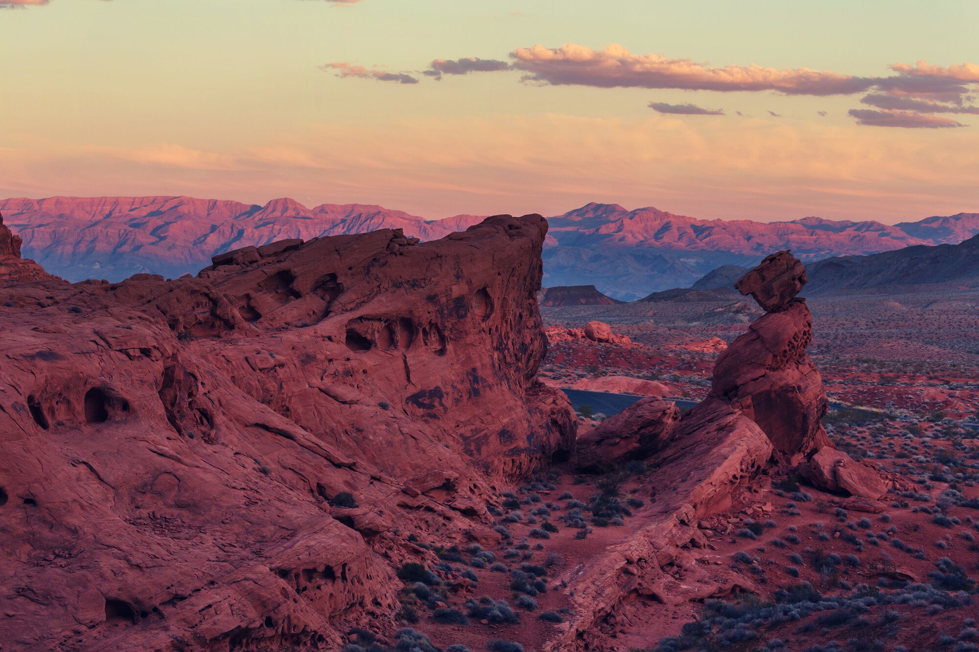 Red sandstone in Valley of Fire State Park, a short drive from Logandale