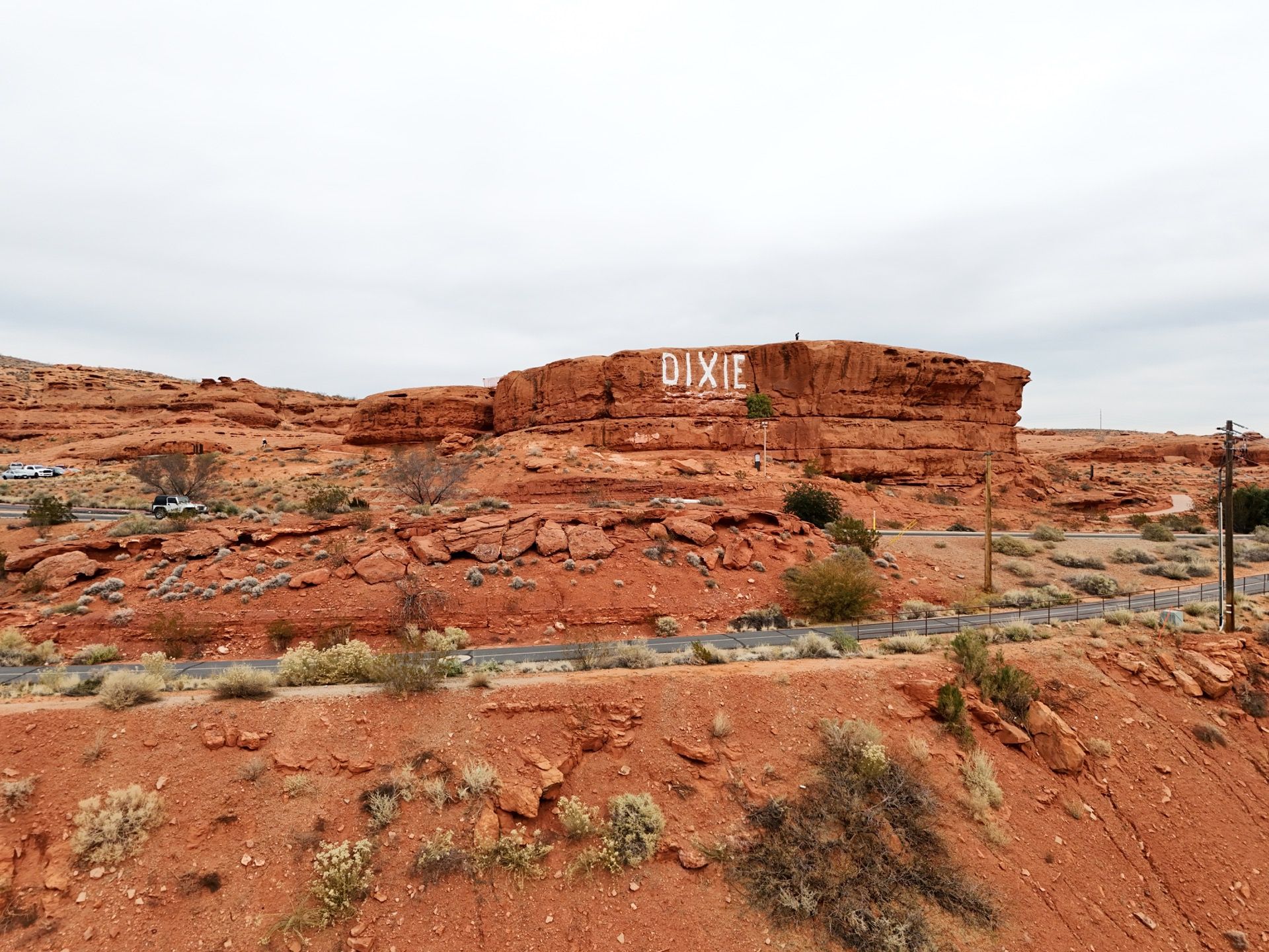 Dixie Rock above Pioneer Park, with St. George spread out below the red cliffs