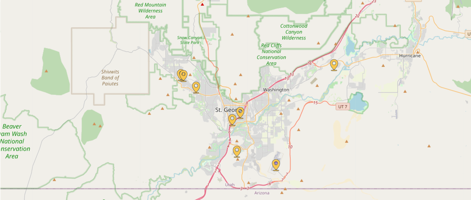 St George Utah Area InfoWest WiFi Hotspots Map